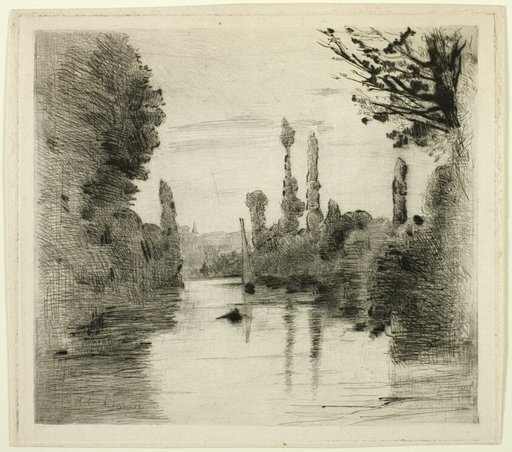 River Scene with Boat (Large plate)