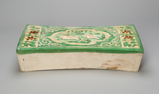 Rectangular Pillow with Mandarin Ducks in a Lily Pond
