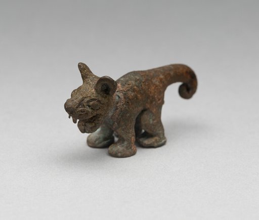 Figure of a Feline, Possibly a Finial for a Pin