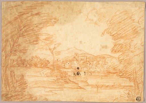 River Landscape with Buildings