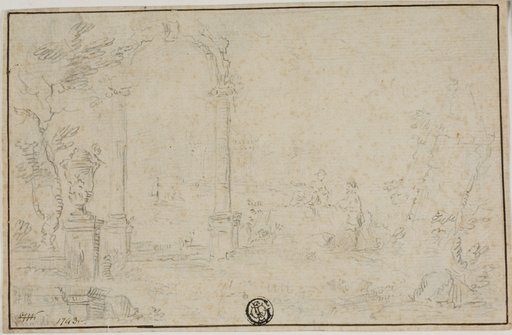 Ruins in a Park, Two Figures