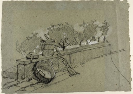 Objects on Wall, study for Couture, The Bird-Catcher