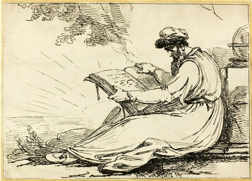 Oriental with a Beard, Reading a Book