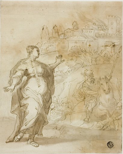 Cassandra Before the Burning City of Troy