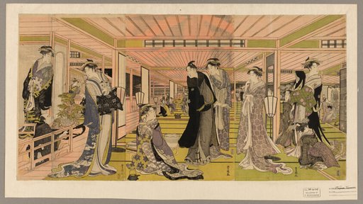 The parlor of a brothel in the pleasure quarters