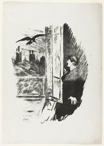 At the window ("Open here I flung the shutter..."), from The Raven (Le Corbeau)