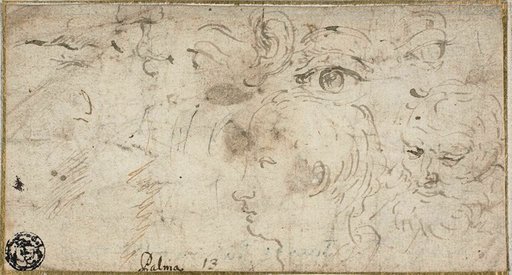 Sketches of Heads, Eyes, Ear, and Mouth