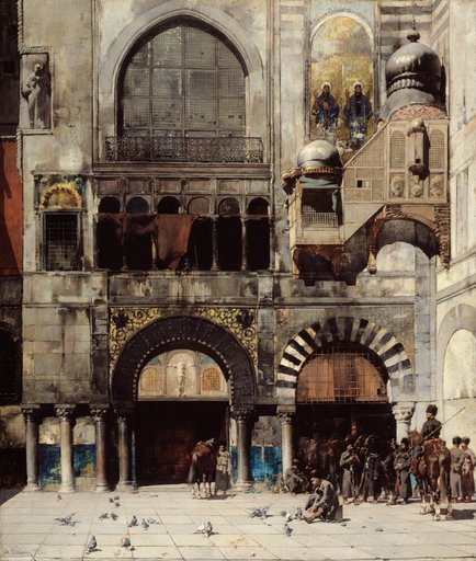 Circassian Cavalry Awaiting their Commanding Officer at the Door of a Byzantine Monument; Memory of the Orient