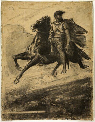 Man Riding a Horse through the Air