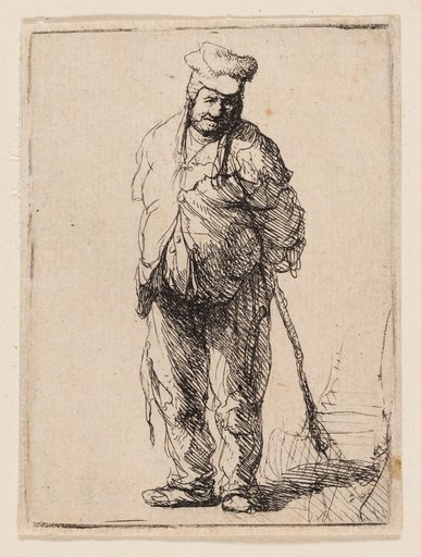 Ragged Peasant with His Hands behind Him, Holding a Stick