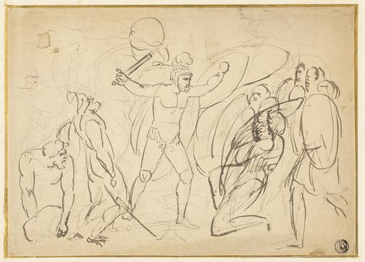 Classical Combat (recto); Sketch of Male Nude (verso)