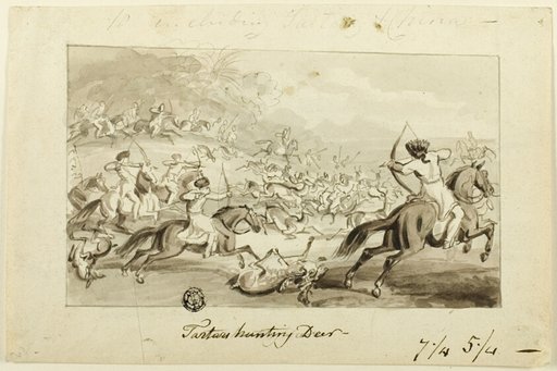 Tartars Hunting Deer (recto); Shell (verso)