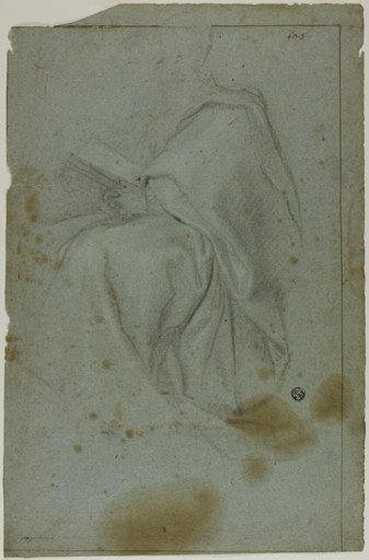 Seated Draped Male Figure with Book (recto); Two Seated Women with Sketch of Left Hand (verso)