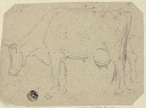 Cow Grazing (recto); Head of an Animal (verso)