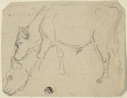 Sketches of Grazing Bull, Cow's Head (recto); Seated Cow in Profile (verso)