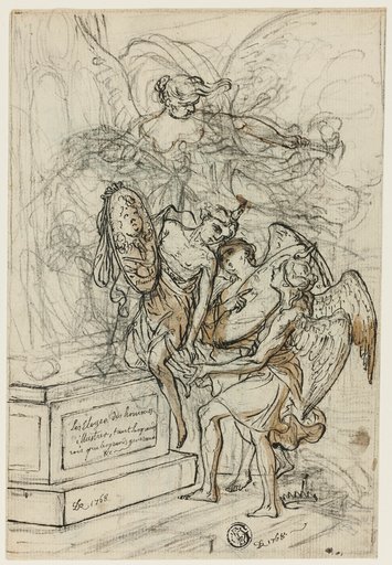Allegory in Honor of King Stanislas Leczynski (recto); Sketch of Standing Man with Outstretched Arms (verso)