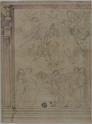 Assumption of the Virgin (recto); Sketches of Architectural Details (verso)