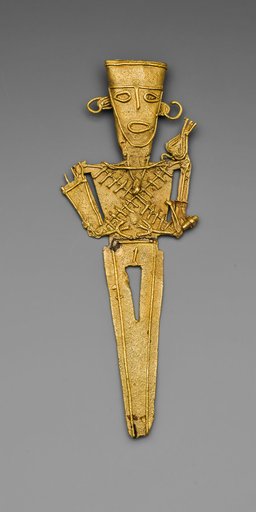 Figurine (Tunjo) of a Standing Figure with Crossed Bands Covering Torso