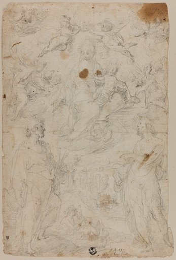 Virgin and Child with Saints Peter and John the Baptist (recto); Saint John the Baptist (verso)