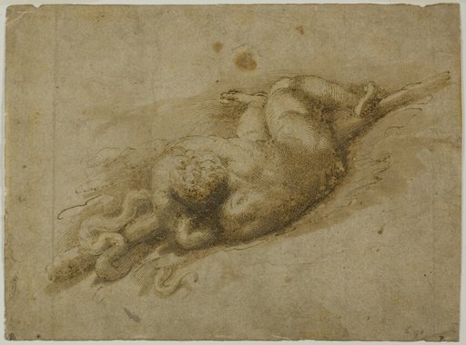 Infant Hercules (recto); Standing Putto with Hand to Chin (verso)