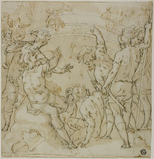 Study for the Duel between Heraclius and Khosrau (recto); Sketches of Seated Figure (verso)