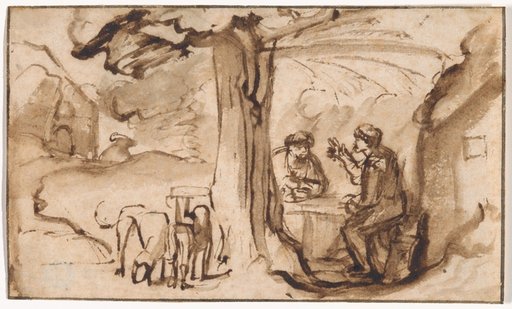 Jacob and Esau (recto); Head of a Young Woman Asleep (verso)