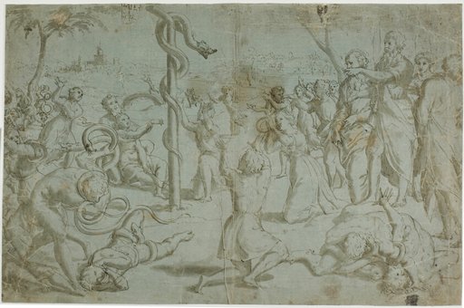 Moses and the Brazen Serpent (recto); Ornamental Base (verso)