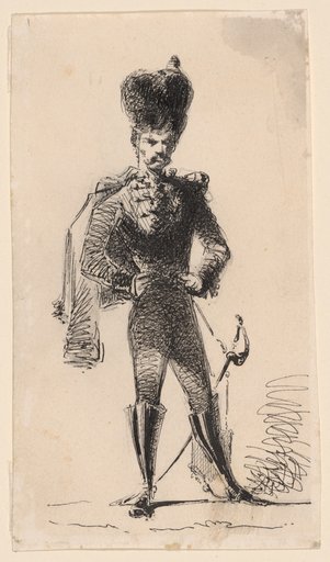 Hussar (recto) Man with a Top Hat and Bandaged Head (verso)