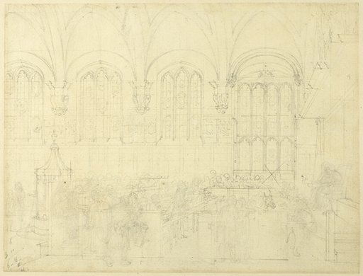 Study for Court Chancery, Lincoln's Inn Hall, from Microcosm of London