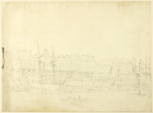 Study for Custom House, from the River Thames, from Microcosm of London