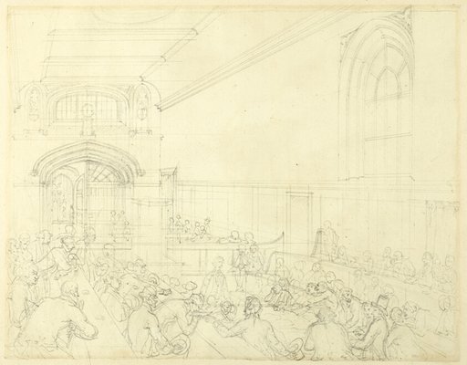 Study for Guild Hall, Examination of a Bankrupt Before His Creditors, from Microcosm of London