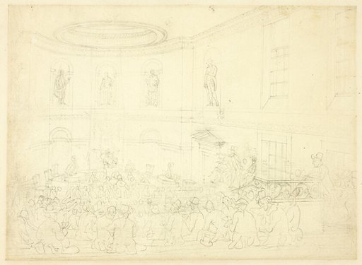Study for India House, the Sale Room, from Microcosm of London