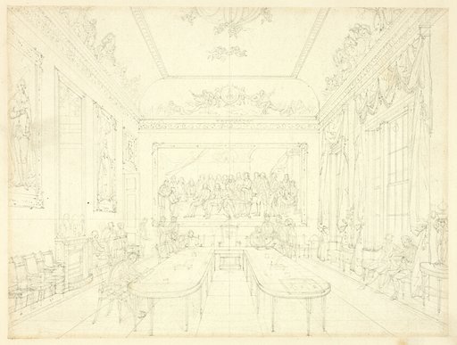 Study for Trinity House, from Microcosm of London (recto); Architectural Sketch of Row House Facades (verso)