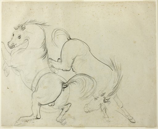 Two Horses Cavorting (recto); Man on a Kicking Horse (verso)