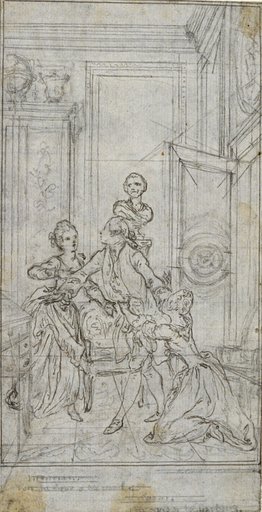 Study for Vignette-Frontispiece in Charles-Simon Favart's "L'Amitié à l'Epreuve"