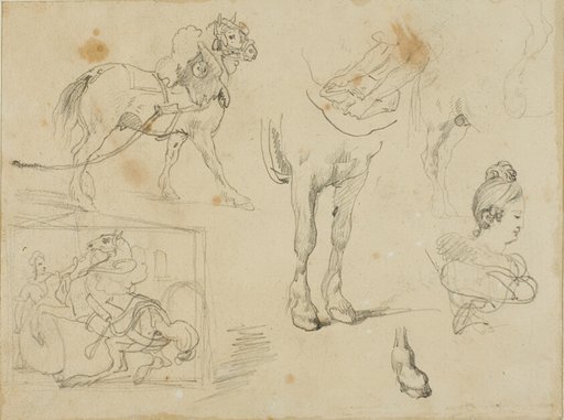 Studies of a Draught Horse, a Blacksmith and a Young Woman