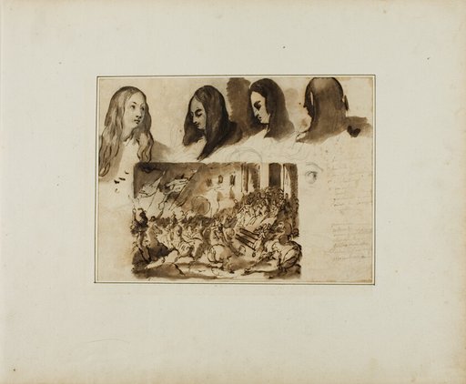 Four Views of a Woman's Head; a Parade Before Louis XVIII