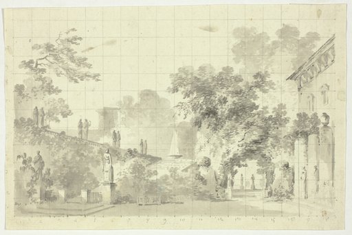 View of the Park at Versailles: Statues and a Fountain