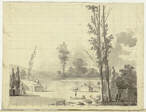 View of the Park at Versailles: Stairway and Two Poplars