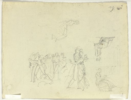 Sheet of Sketches: Crowd and Individual Figures