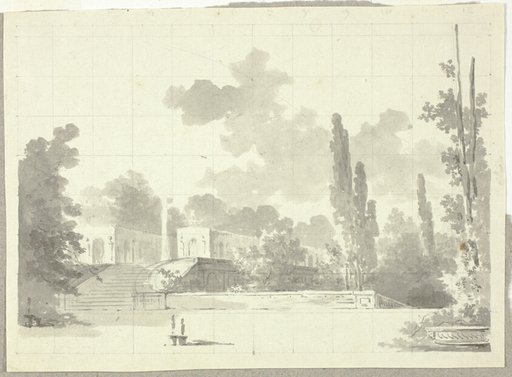 View of the Park at Versailles: Stairway to Terrace with Temple and Column