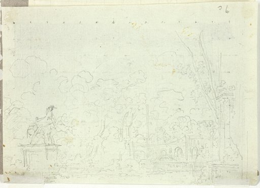 View of the Park at Versailles: Equestrian Statue Among Trees