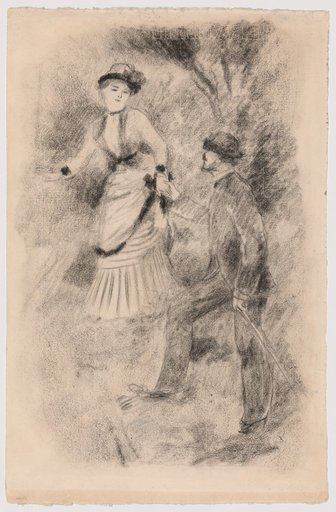 The Descent from the Summit: Jean Martin Steadies Hélène, the Banker’s Daughter (Illustration for Edmond Renoir’s “L’étiquette”) (recto); Half-Length Sketch of a Woman (verso)
