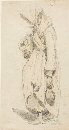 Peasant Woman (recto); Boy with a Fishing Pole (verso)