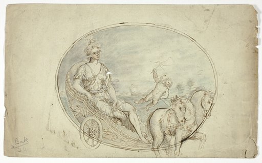 Aurora in Her Chariot (recto); Three Male Portrait Busts (verso)