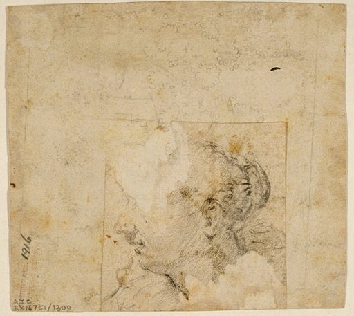 Female Head in Profile to the Left; Sketch of Trees and Building