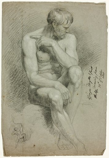 Seated Male Nude with Sketch of Nude Archer