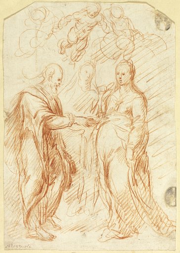 Marriage of the Virgin (recto); Sketches of Lower Half of Face in Profile (verso)