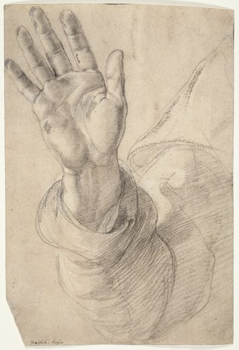 Upraised Right Hand, with Palm Facing Outward: Study for Saint Peter