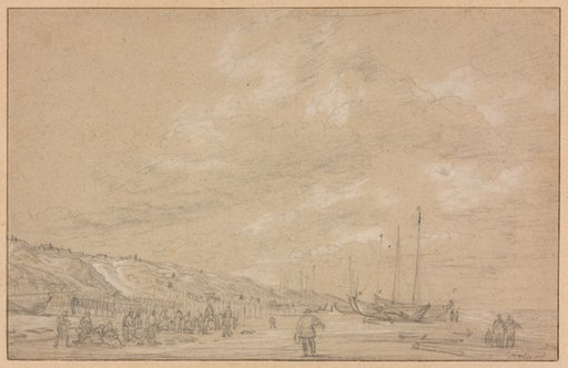 Fishermen Drying Nets on Scheveningen Beach
